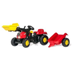 crveni traktor sa prikolicom za decu