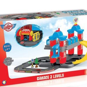 Dolu igračka auto garaža na 2 nivoa sa dva autića i liftom