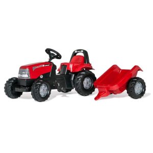 traktor sa prikolicom za decu na pedale crveni